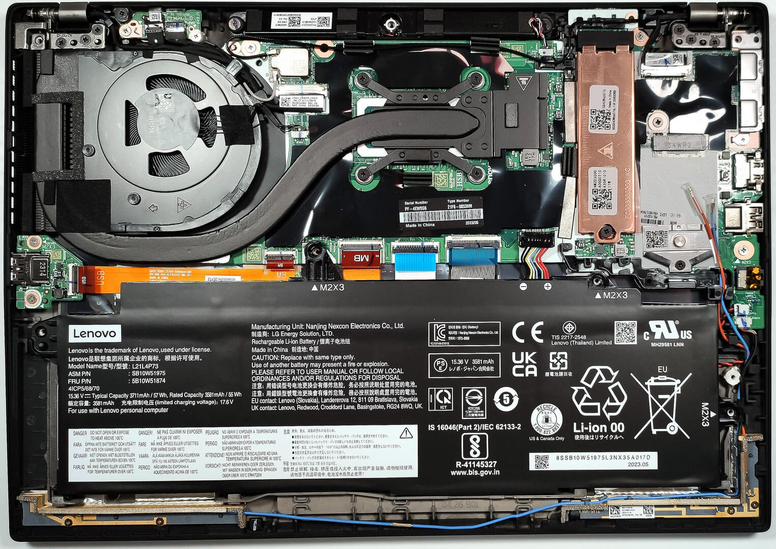 Internal Photo of Lenovo ThinkPad T14s Gen 2, EG50040S1-CN50-S9A, Fan original SUNON (ThinkPad T14s Gen 4)